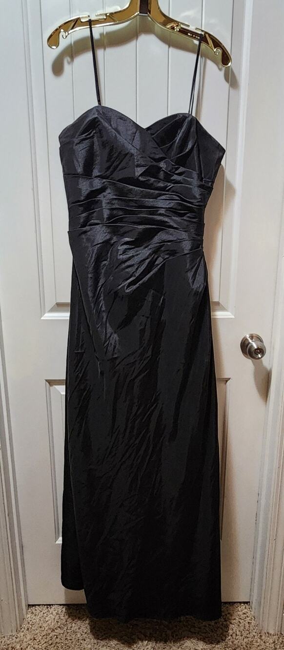 WTOO Watters & Watters Black Formal Maxi Dress Spaghetti Strap Ruched Size 8XL